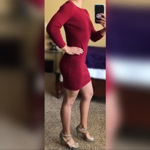 Dark Red, forever 21, body con sweater dress